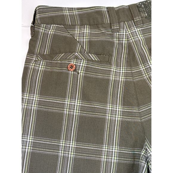 Quiksilver Men's Olive Green Plaid Bermuda Shorts Size 30 Embroidered Logo - Picture 6 of 13